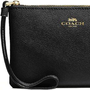 Coach Women's Black Corner Zip Wristlet